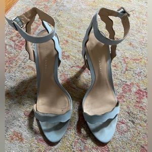 Loeffler Randall Light Blue Suede Scalloped Heel Size 8